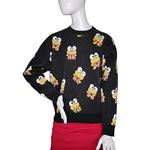 Hello Kitty & Friends by Forever 21 Knit Sweater Keroppi Print Black Green Sz L